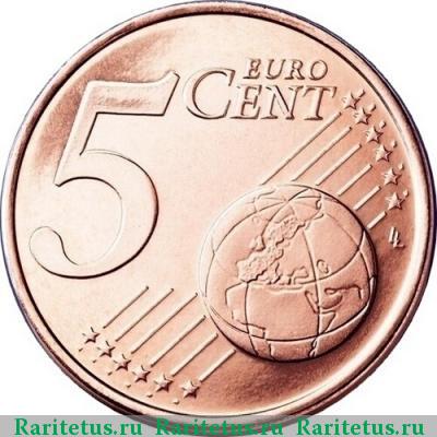 Реверс монеты 5 евро центов (евроцентов, euro cent) 1999 года М Финляндия