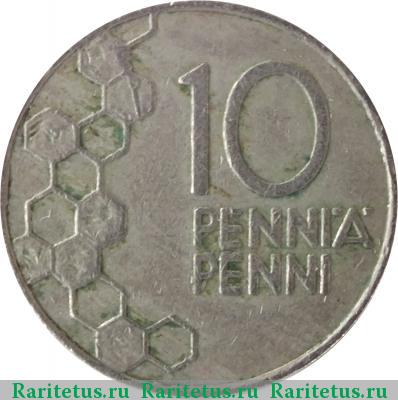 Реверс монеты 10 пенни (pennia) 1995 года М Финляндия