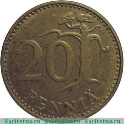 Реверс монеты 20 пенни (pennia) 1986 года N Финляндия