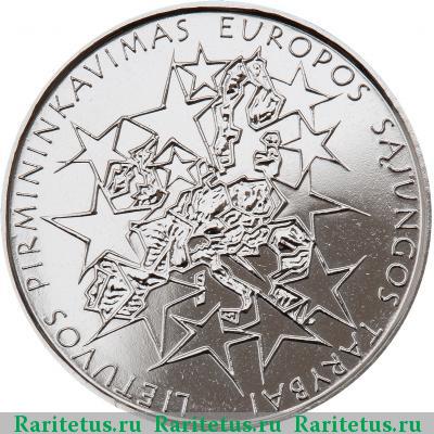 Реверс монеты 1 лит (litas) 2013 года  