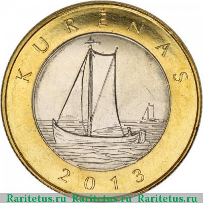 Реверс монеты 2 лита (litai) 2013 года  куренас