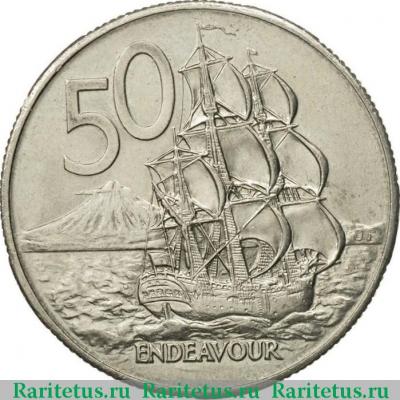 Реверс монеты 50 центов (cents) 1980 года   Новая Зеландия