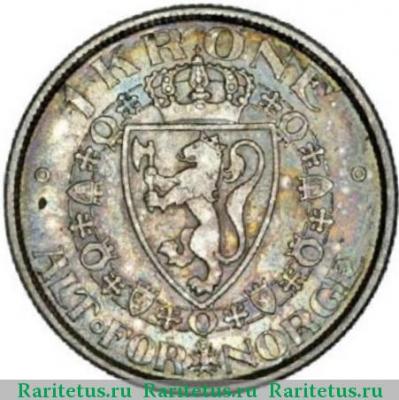 Реверс монеты 1 крона (krone) 1913 года   Норвегия