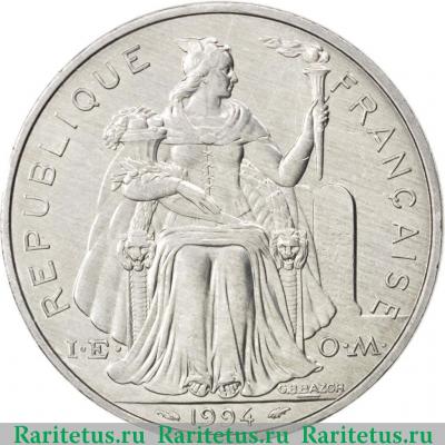 5 франков (francs) 1994 года   Новая Каледония