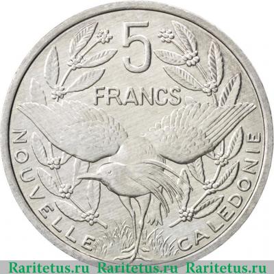 Реверс монеты 5 франков (francs) 1994 года   Новая Каледония