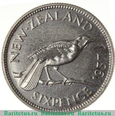 Реверс монеты 6 пенсов (pence) 1937 года   Новая Зеландия