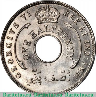 1/2 пенни (penny) 1947 года KN  Британская Западная Африка