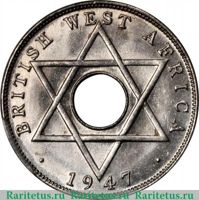 Реверс монеты 1/2 пенни (penny) 1947 года KN  Британская Западная Африка