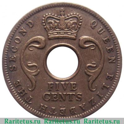 5 центов (cents) 1956 года KN  Британская Восточная Африка