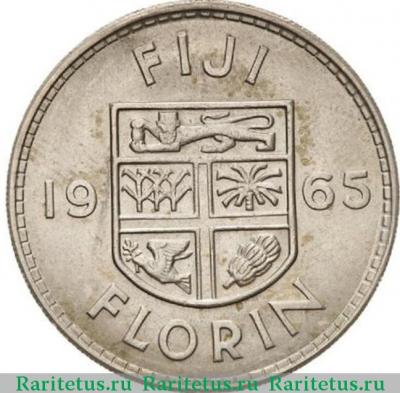Реверс монеты 1 флорин (florin) 1965 года   Фиджи