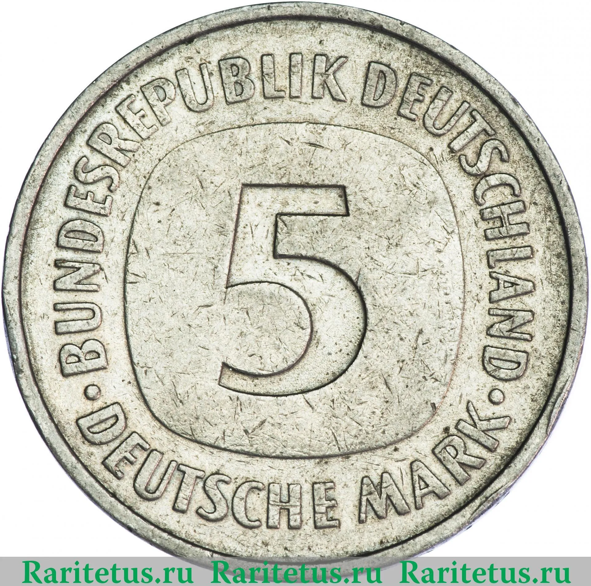 Цена монеты 5 марок (deutsche mark) 1975 года F Германия: стоимость по  аукционам с описанием и фото.