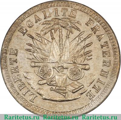 Реверс монеты 5 сантимов (centimes) 1889 года   Гаити