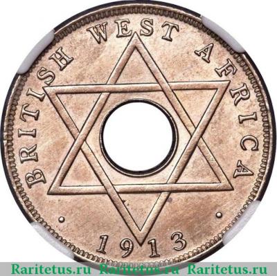 Реверс монеты 1/2 пенни (penny) 1913 года   Британская Западная Африка