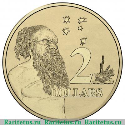 Реверс монеты 2 доллара (dollars) 2016 года  Австралия