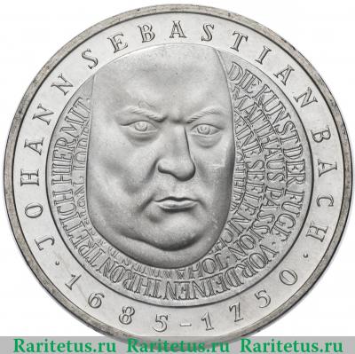 Реверс монеты 10 марок (deutsche mark) 2000 года F Себастьян Бах Германия