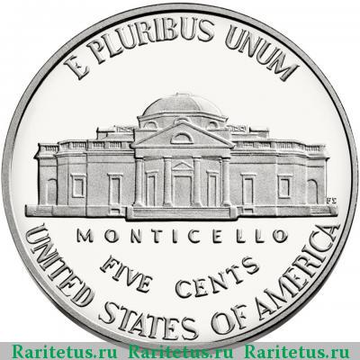 Реверс монеты 5 центов (cents) 2013 года S США proof