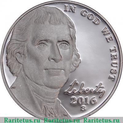 5 центов (cents) 2016 года S США proof