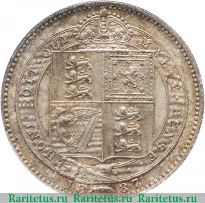 Реверс монеты 1 шиллинг (shilling) 1887 года   Великобритания