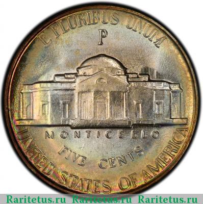Реверс монеты 5 центов (cents) 1942 года P США