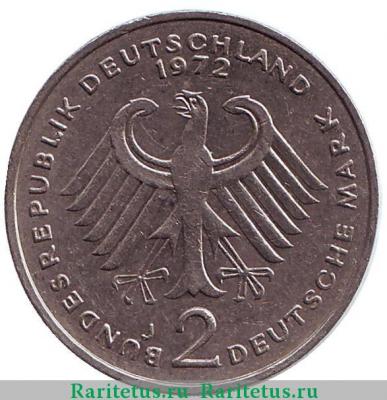 2 марки (deutsche mark) 1972 года J  Германия