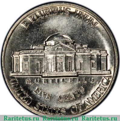 Реверс монеты 5 центов (cents) 1987 года D США