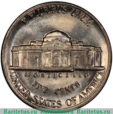 Реверс монеты 5 центов (cents) 1988 года D США