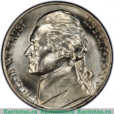 5 центов (cents) 1990 года D США