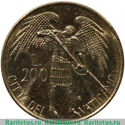 Реверс монеты 200 лир (lire) 1986 года   Ватикан