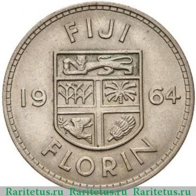 Реверс монеты 1 флорин (florin) 1964 года   Фиджи