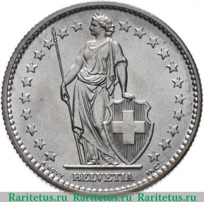 2 франка (francs) 1967 года   Швейцария