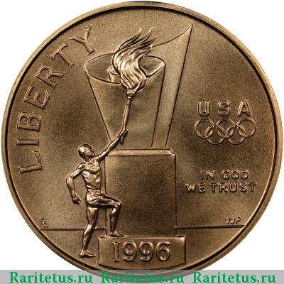 5 долларов (dollars) 1996 года W олимпийский огонь США