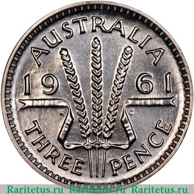 Реверс монеты 3 пенса (pence) 1961 года   Австралия