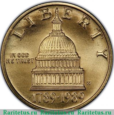 5 долларов (dollars) 1989 года W США