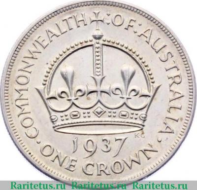 Реверс монеты 1 крона (crown) 1937 года   Австралия