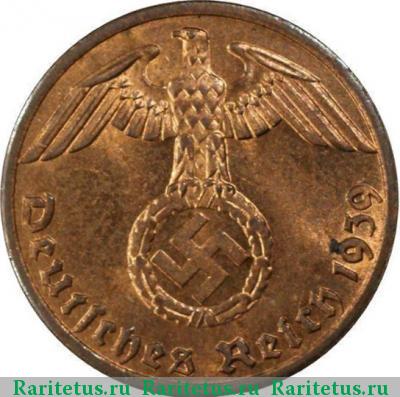 1 рейхспфенниг (reichspfennig) 1939 года  