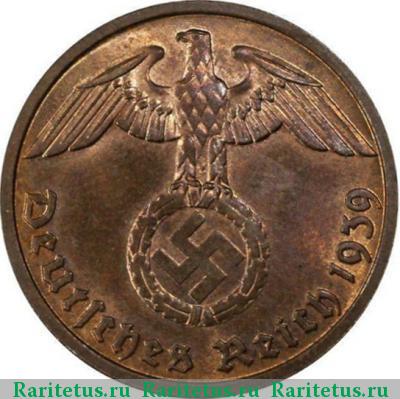 2 рейхспфеннига (reichspfennig) 1939 года  