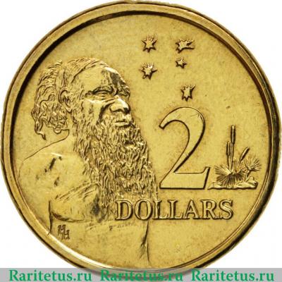 Реверс монеты 2 доллара (dollars) 1989 года   Австралия