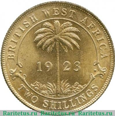 Реверс монеты 2 шиллинга (shillings) 1923 года   Британская Западная Африка