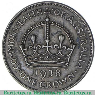 Реверс монеты 1 крона (crown) 1938 года   Австралия