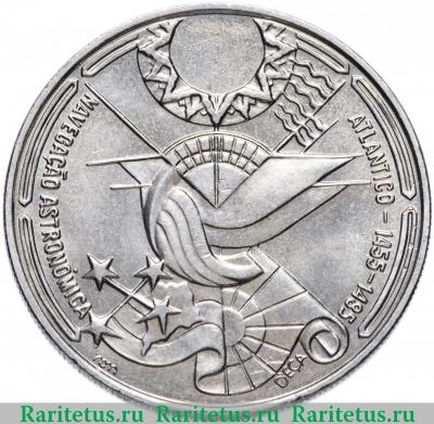 Реверс монеты 100 эскудо (escudos) 1990 года  астронавигация Португалия