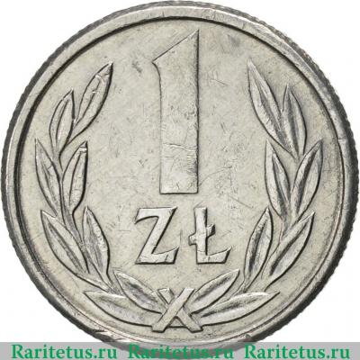 Реверс монеты 1 злотый (zloty) 1989 года   Польша