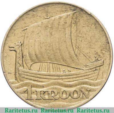 Реверс монеты 1 крона (kroon) 1934 года   Эстония