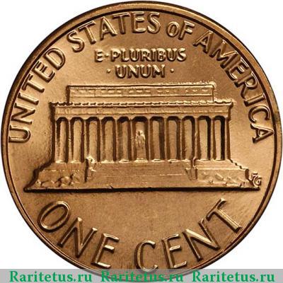 Реверс монеты 1 цент (cent) 1985 года  США
