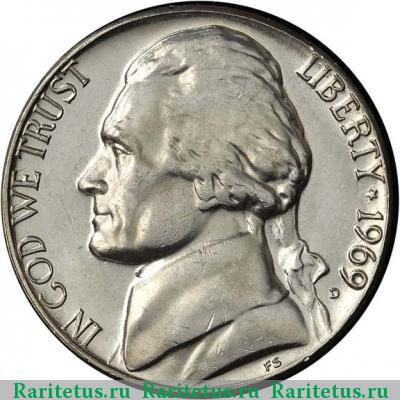 5 центов (cents) 1969 года D США