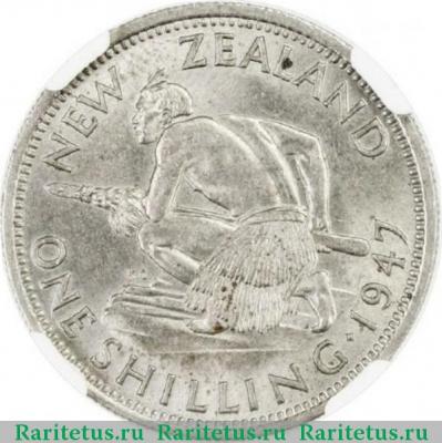 Реверс монеты 1 шиллинг (shilling) 1947 года   Новая Зеландия