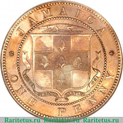 Реверс монеты 1 пенни (penny) 1869 года   Ямайка