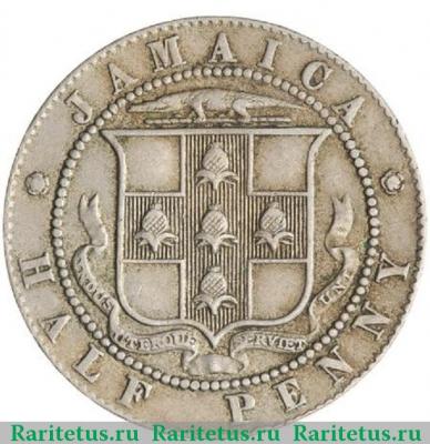 Реверс монеты 1/2 пенни (half penny) 1918 года   Ямайка