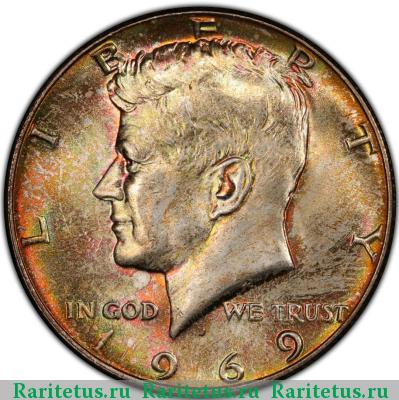 50 центов (1/2 доллара, half dollar) 1969 года D США