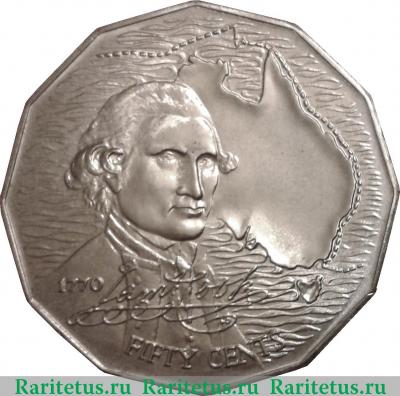 Реверс монеты 50 центов (cents) 1970 года   Австралия