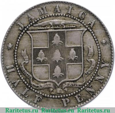 Реверс монеты 1/2 пенни (half penny) 1907 года   Ямайка